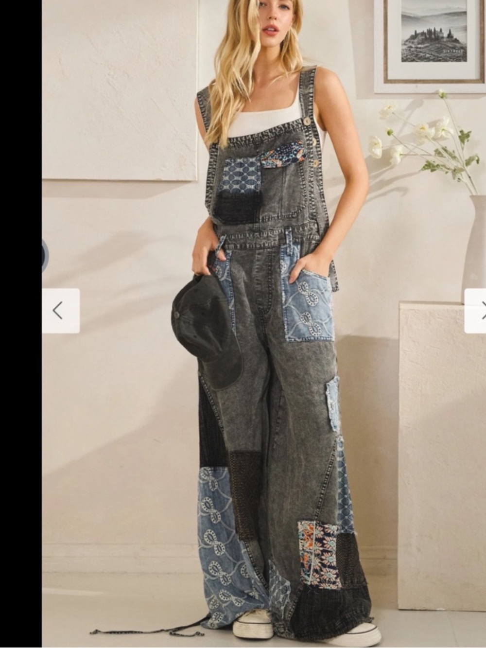 New• Oli & Hali Memphis Mixed Patchwork Relaxed Fit Wide Leg Jumpsuit• Large